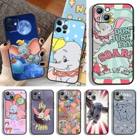 silicone cover cute animation dumbo for apple iphone 13 12 11 pro max mini xs xr x 8 7 6s 6 5 plus black phone case