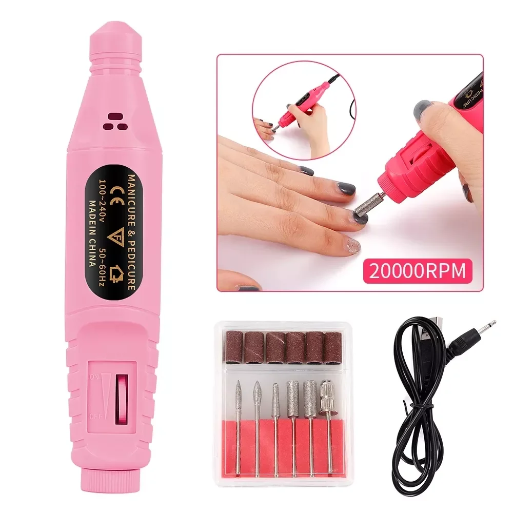 

USB Charging Professional Nail Polisher Nail Electric Drills File Acrylic Manicure Tool Pedicure Machine Nail Art Tools
