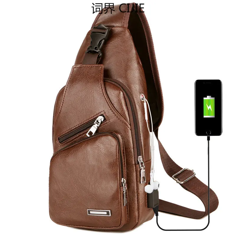 

CIJIE New Men's Chest Bag Portable Rechargeable Leisure Messenger Bag