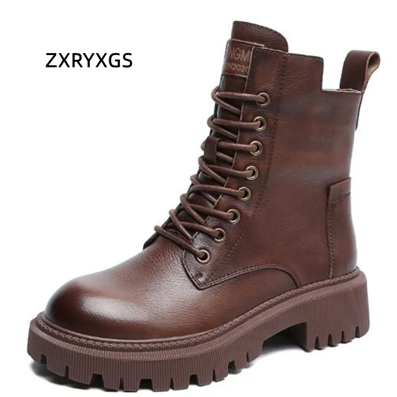 

ZXRYXGS Высококачественные ботинки мартинсы из воловьей кожи женские кожаные ботинки 2022 темпераментные осенне-зимние ботинки мотоциклетные ботинки с перекрестными ремешками
