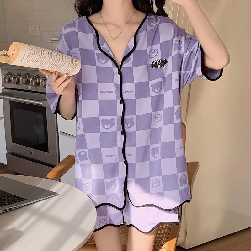 Set Woman 2 Pieces Women's Pajamas Home Clothes Groups of Pant Sets Summer Dress Nightwears for Ladies Nightie Clothing Female