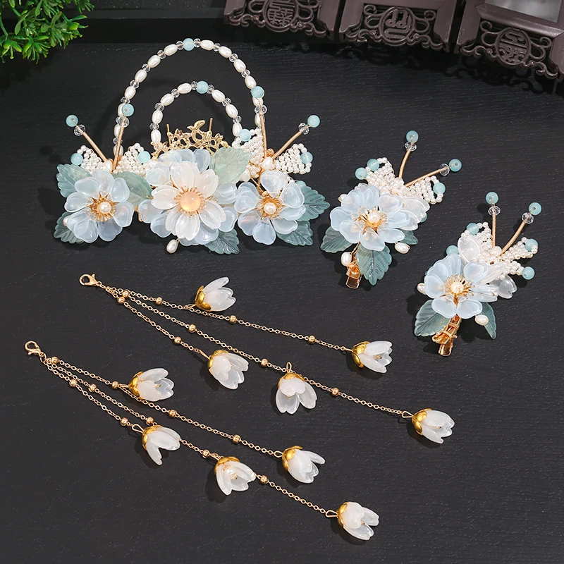 Разноцветные лепестки ручной работы, цветы, украшения для волос Hanfu, аксессуары Chengsam, боковая Шпилька, головные уборы для фотосъемки, несколько дизайнов