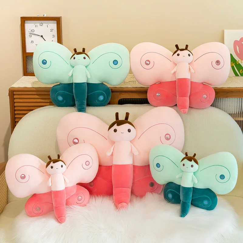 

Dropshipping Cartoon Butterfly Plush Toy Pillow Large Head Cushion Office Gift Event Gift Kawaii Pillows For Bedroom