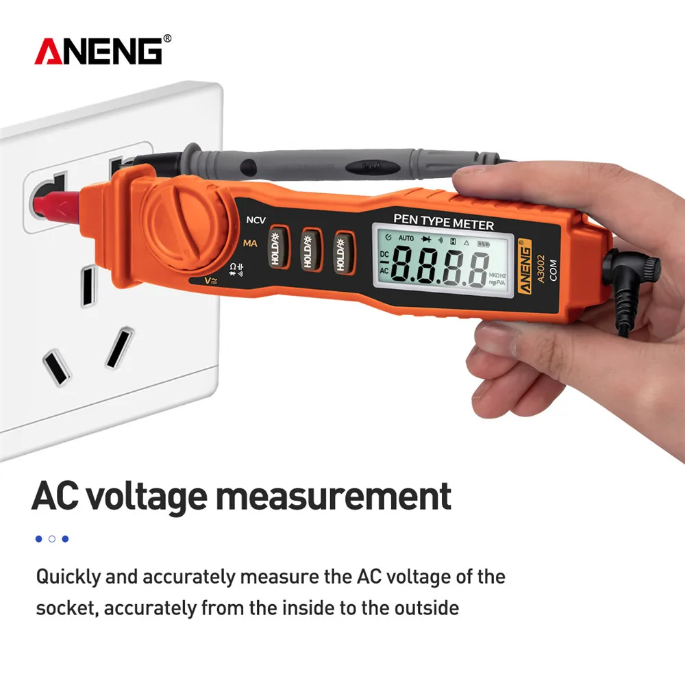 

ANENG A3002 Digital Multimeter Pen Type 4000 Counts with Non Contact AC/DC Voltage Resistance Diode Continuity Tester Tool