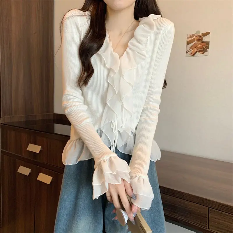 Высококачественный вязаный свитер с французским грибком и нишей женского