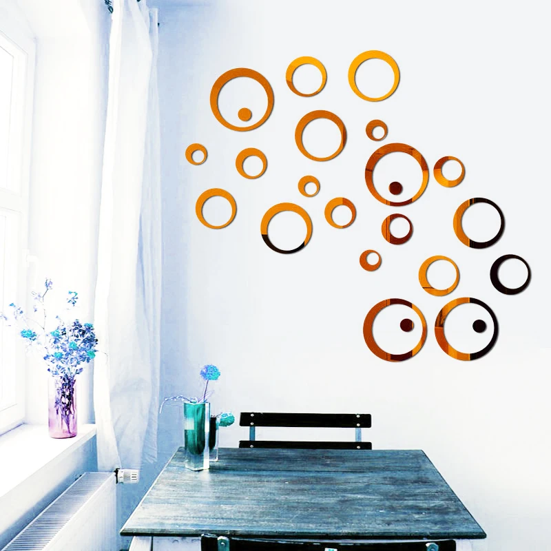 24 шт. зеркальные настенные наклейки круглой формы для спальни | Дом и сад