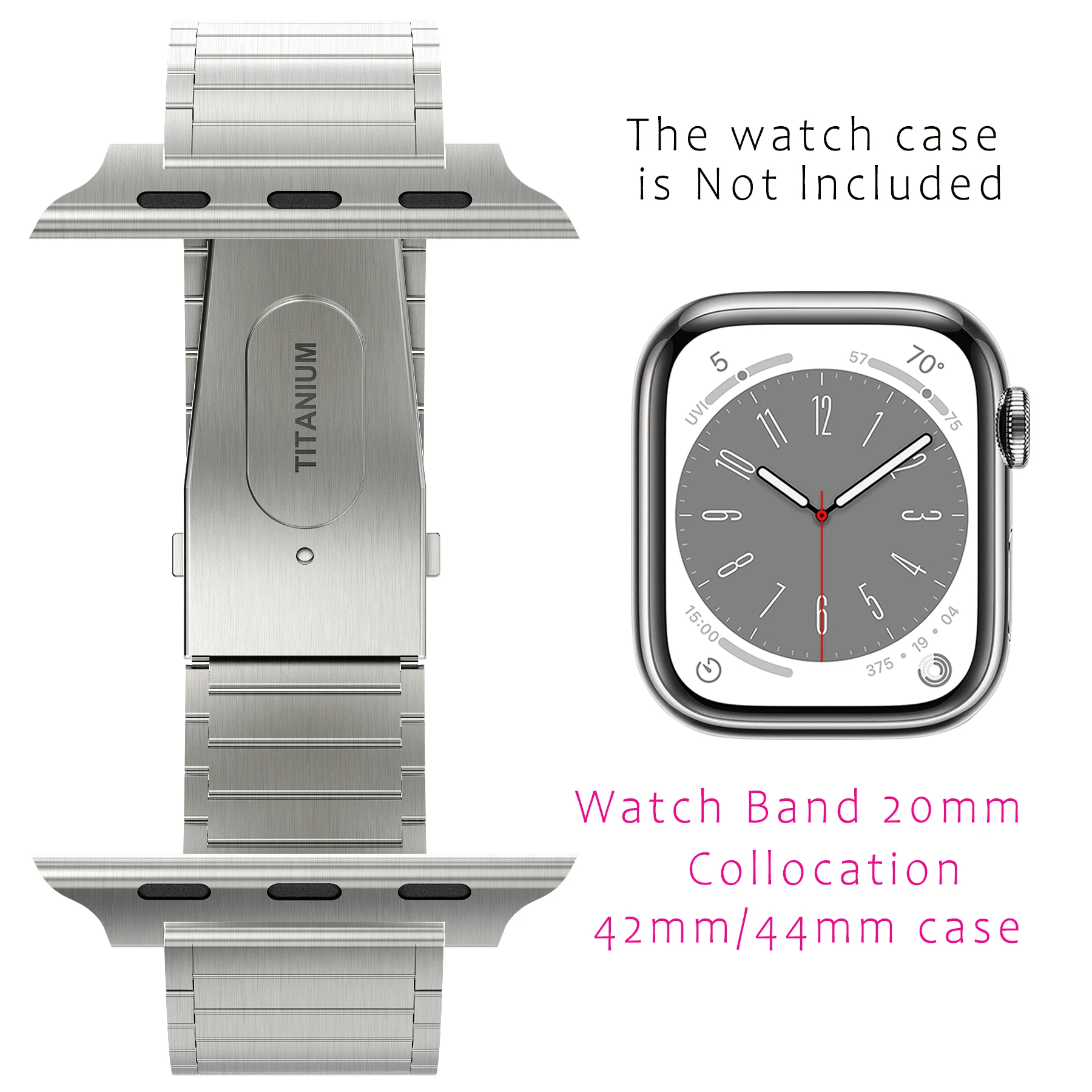 Сверхтонкий титановый совместимый ремешок KULUZE для Apple watch, нейтральный/сменный ремешок для iWatch (бесплатный подарок, 1 пара разъемов для Apple ...