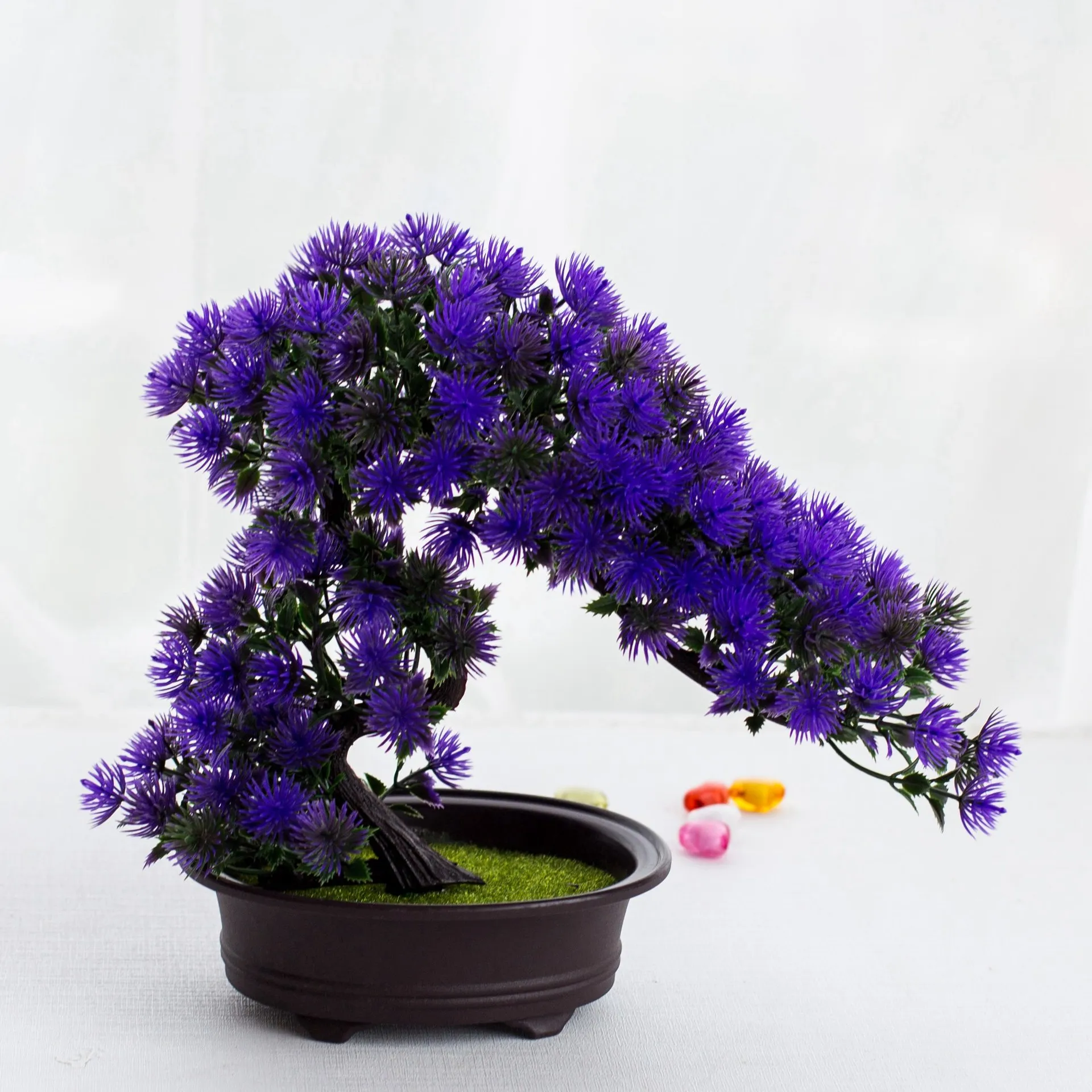 

2022 Artificial Flower Bonsai Simulation Plastic Plant Masson Pine Small Potted Home Living Room Garden Desk Fake Flower Decor