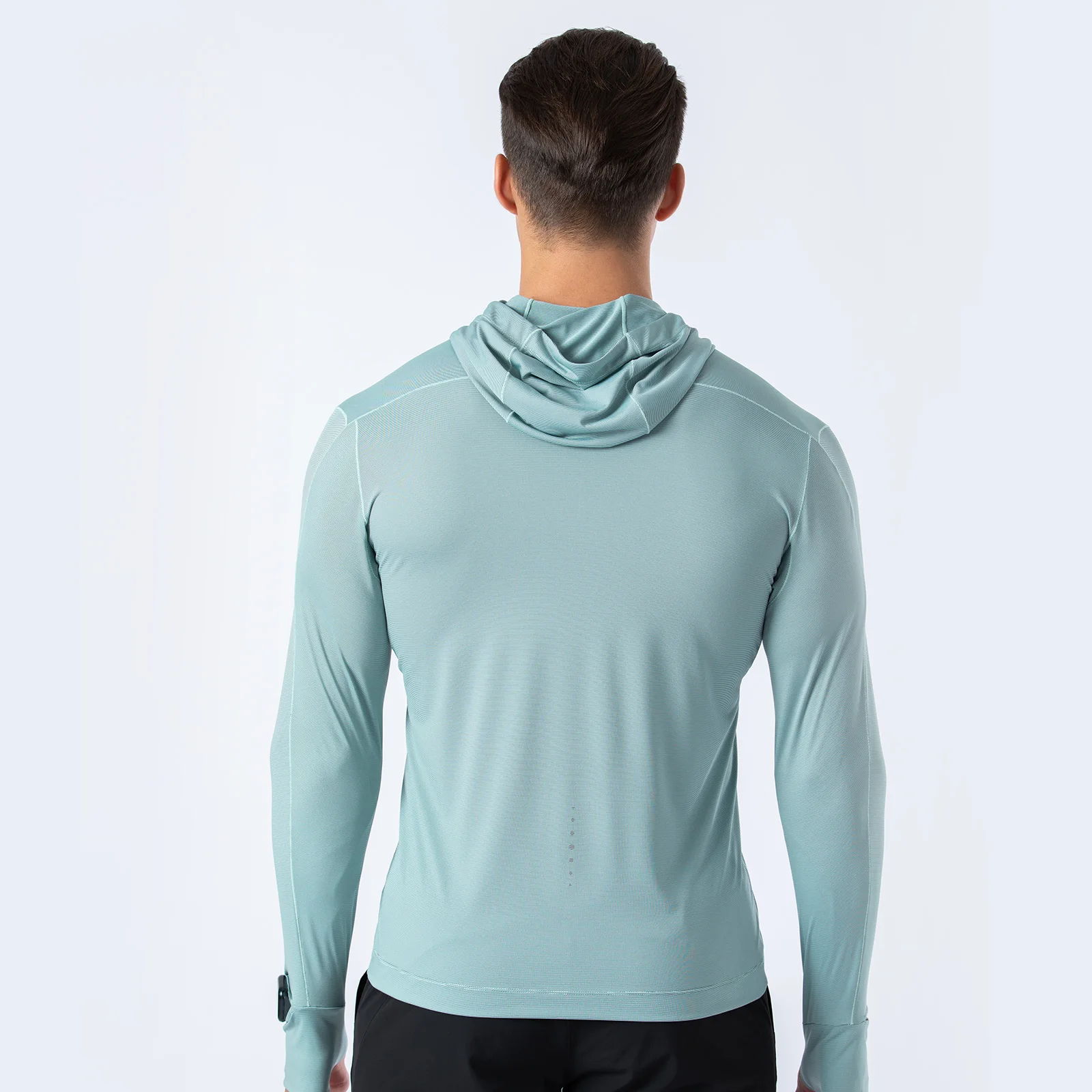 AONIJIE Man Male Quick Drying Sports T-shirt Hooded Long Sleeves With Watch Finger Hole For Running Hiking Jogging Sportswear