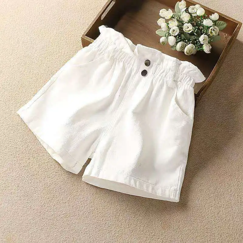 

2022 летняя детская джинсовая одежда для маленьких девочек, шорты, джинсовая одежда, Детские повседневные шорты для девочек, модные однотонны...