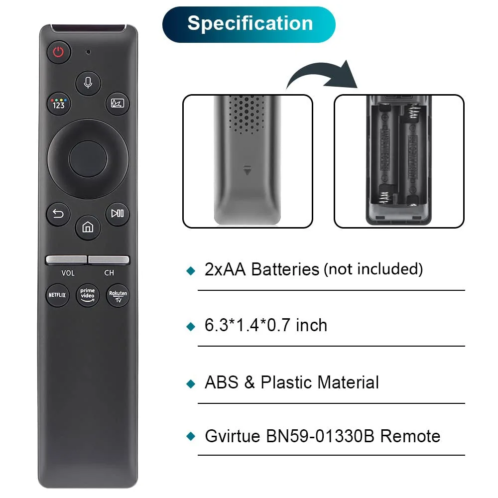 Голосовое дистанционное управление BN59-01330B 01312B для Samsung Smart TV LED QLED 4K 8K UHD HDR с Netflix, Prime Video, кнопка ТВ Rakuten (art.: 3920c815780fc) - 3920c815780fc