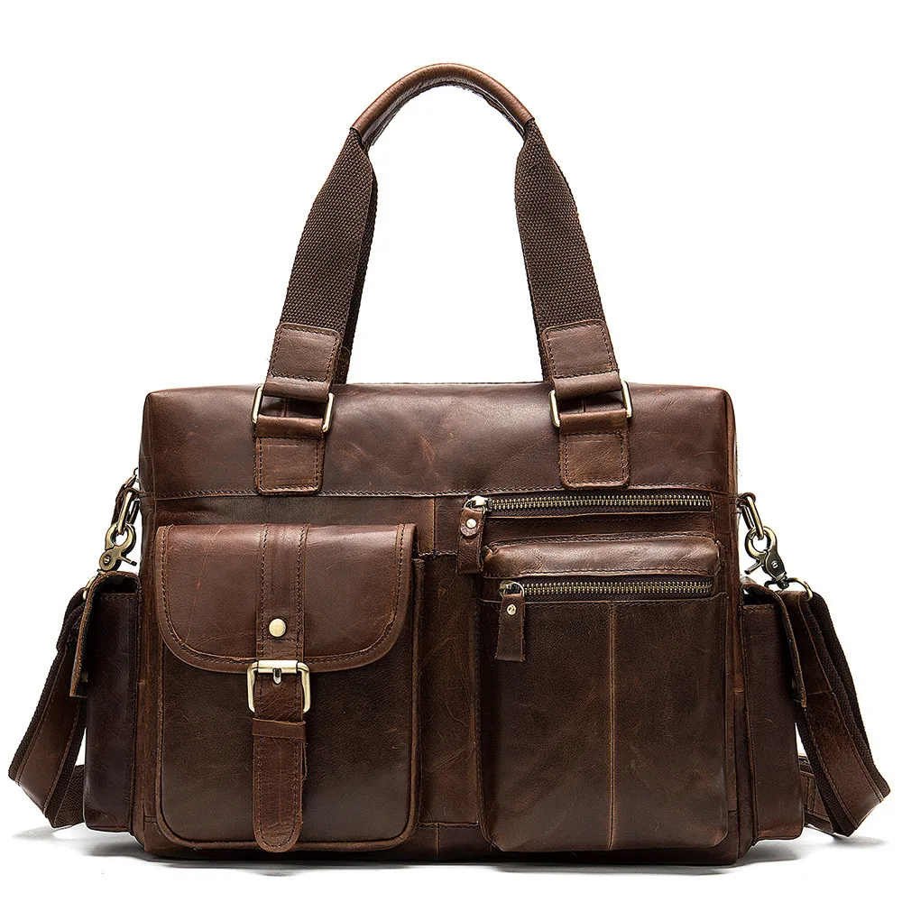 Genuine Leather Men's Briefcase Messenger Bag Men's Leather Laptop Bag For men Office Bags For Men Briefcase Handbags Sac à main