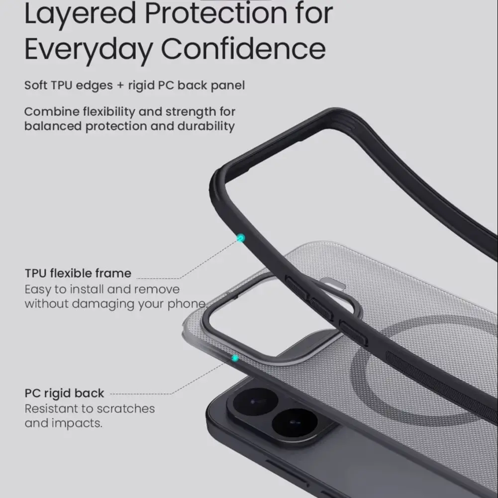 Фото Чехол Nillkin для Xiaomi 17T Pro MI, магнитный, из TPU+PC, с защитой от ударов по четырем углам, суперматовый, полное покрытие. ‌   Дело №5