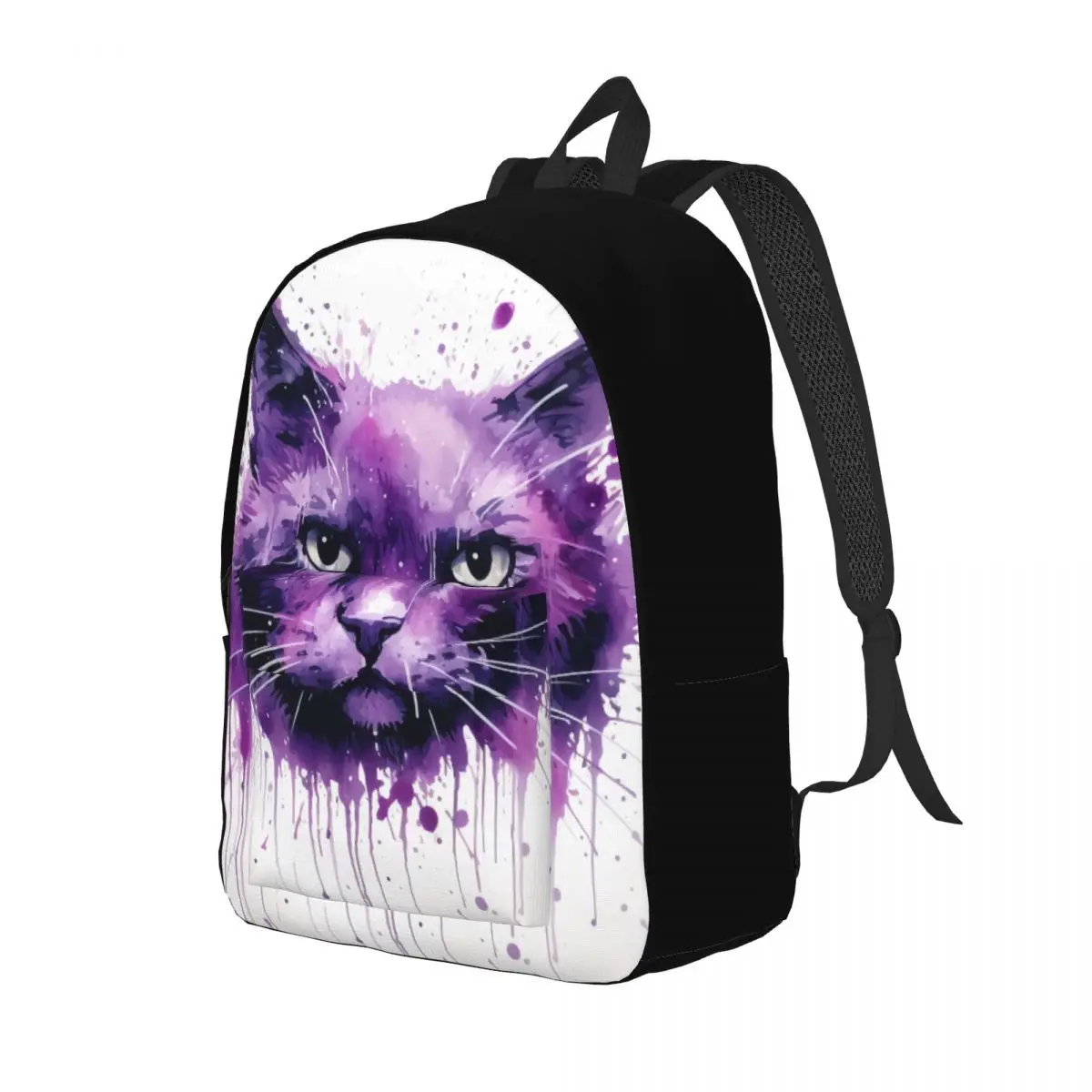 

Cat Canvas Backpacks Ink Drawing Unisex Cool Backpack Elementary School Bags