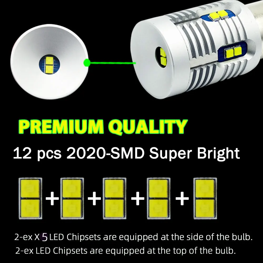 VANSSI 2Pcs BA15S P21W LED Bulbs For Backup Reverse Parking DRL Lamp Built In Resistor 1156 7506 1141 Canbus High Power White - купить по