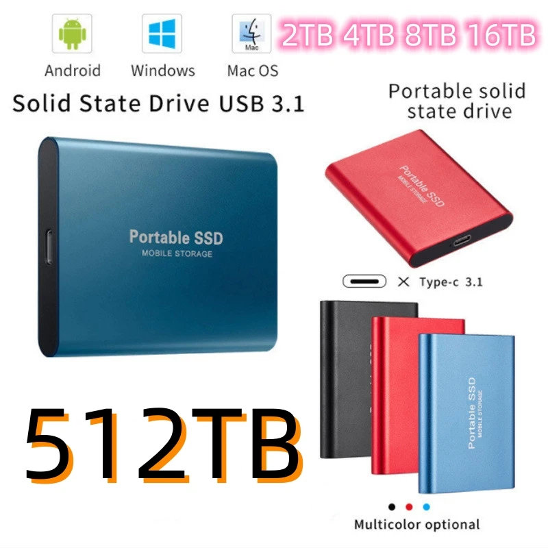 

Портативный Оригинальный высокоскоростной твердотельный накопитель 2023 256 ТБ, внешний жесткий диск SSD 8 ТБ, USB3.1, мобильный жесткий диск для ноутбука ps5