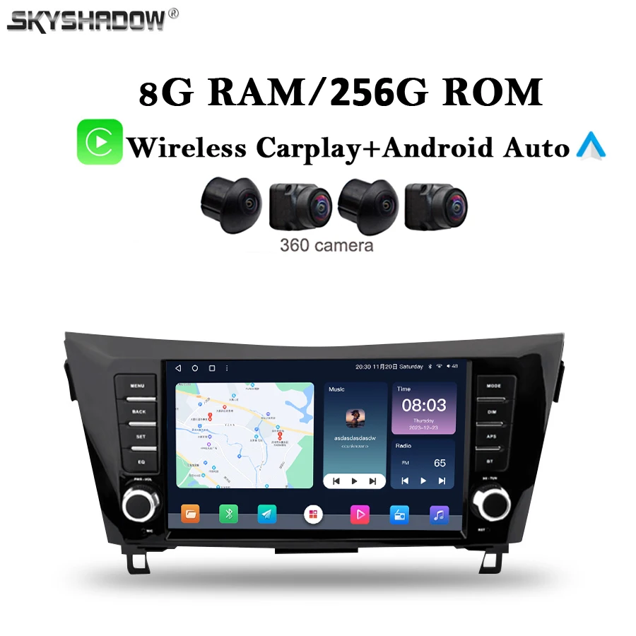 8G+256G Carplay Auto Android 13.0 9&quot DSP Car DVD Player GPS WIFI Bluetooth RDS Radio For NISSAN X-TRAIL Qashqai 2014-2020