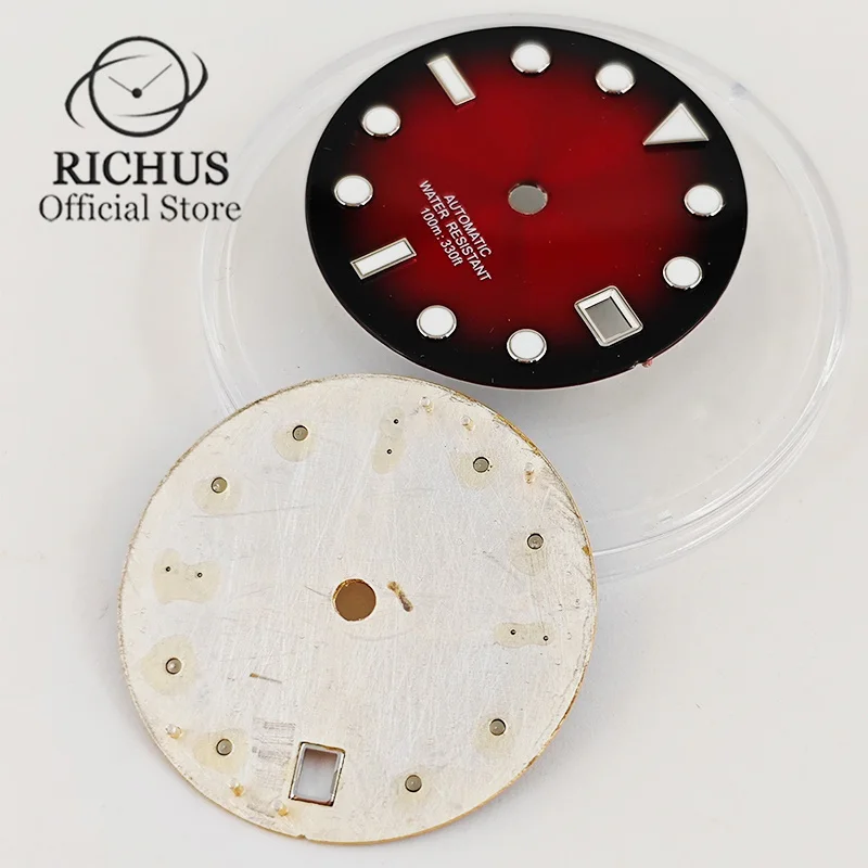 Зеленые светящиеся стерильные часы richs29 мм циферблат черный синий зеленый желтый