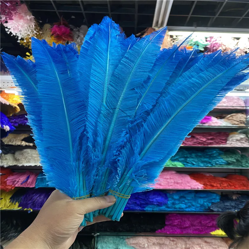 

100pcs/lot Lake Blue Fluffy Ostrich Feather 45-50cm/18-20inch Dancers Jewelry Celebration Feathers for Crafts Plumes
