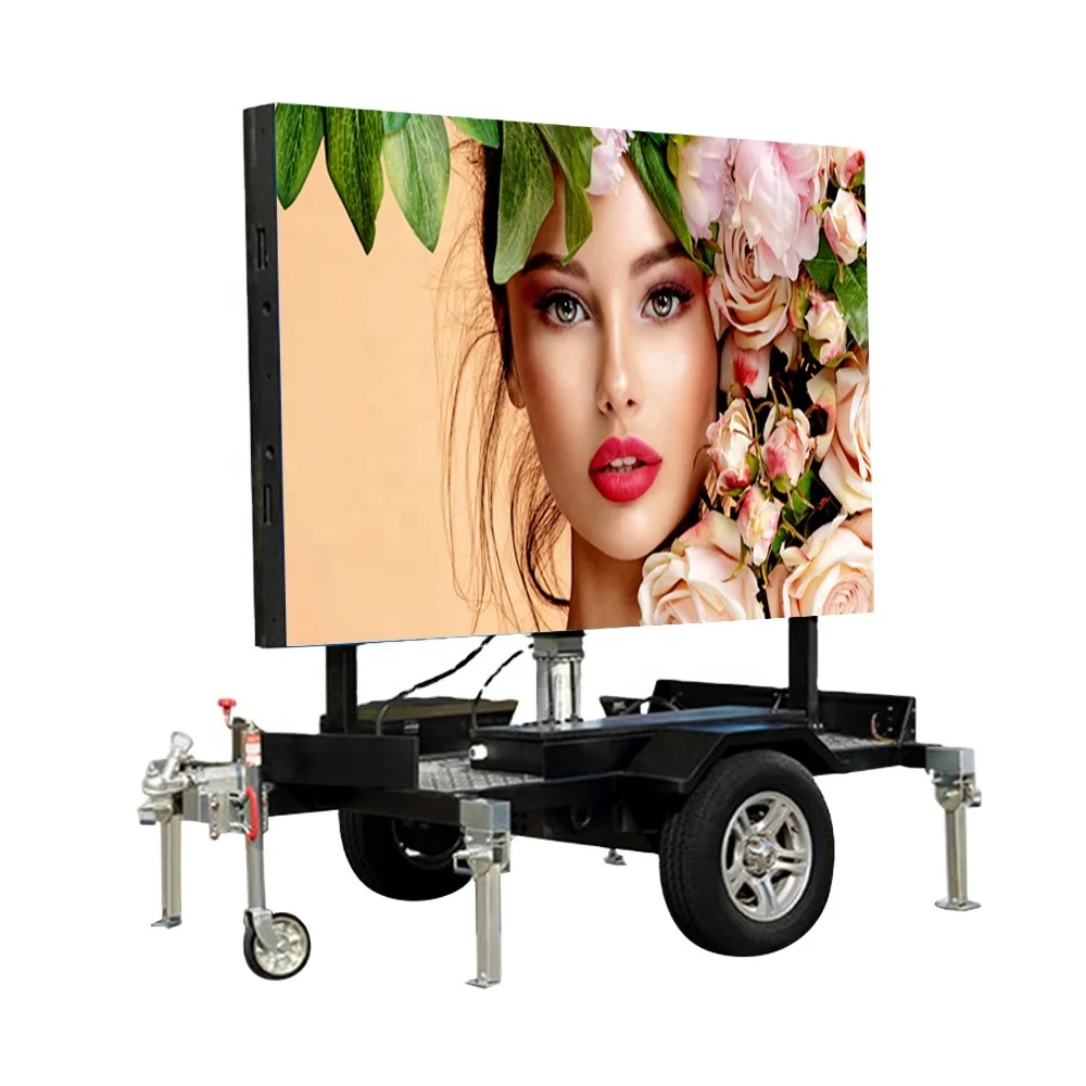 Large Full Color Panel Outdoor Movie LED Sign Board Mobile Video Wall Screen Mounted Advertising Display On Trailer With Wheels