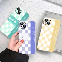 colorful checkerboard phone case for iphone 11 12 pro 13 max mini x xr xs 7 8 plus se 2020 liquid silicone shockproof back cover