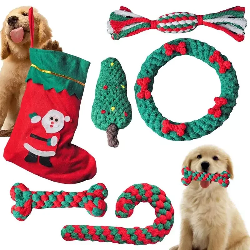 

Christmas Dog Chew Toys Chew Rope Toys For Dogs Candy Cane Dog Bone Toys Set For Dogs Puppies All Breeds Christmas Gift For Dog