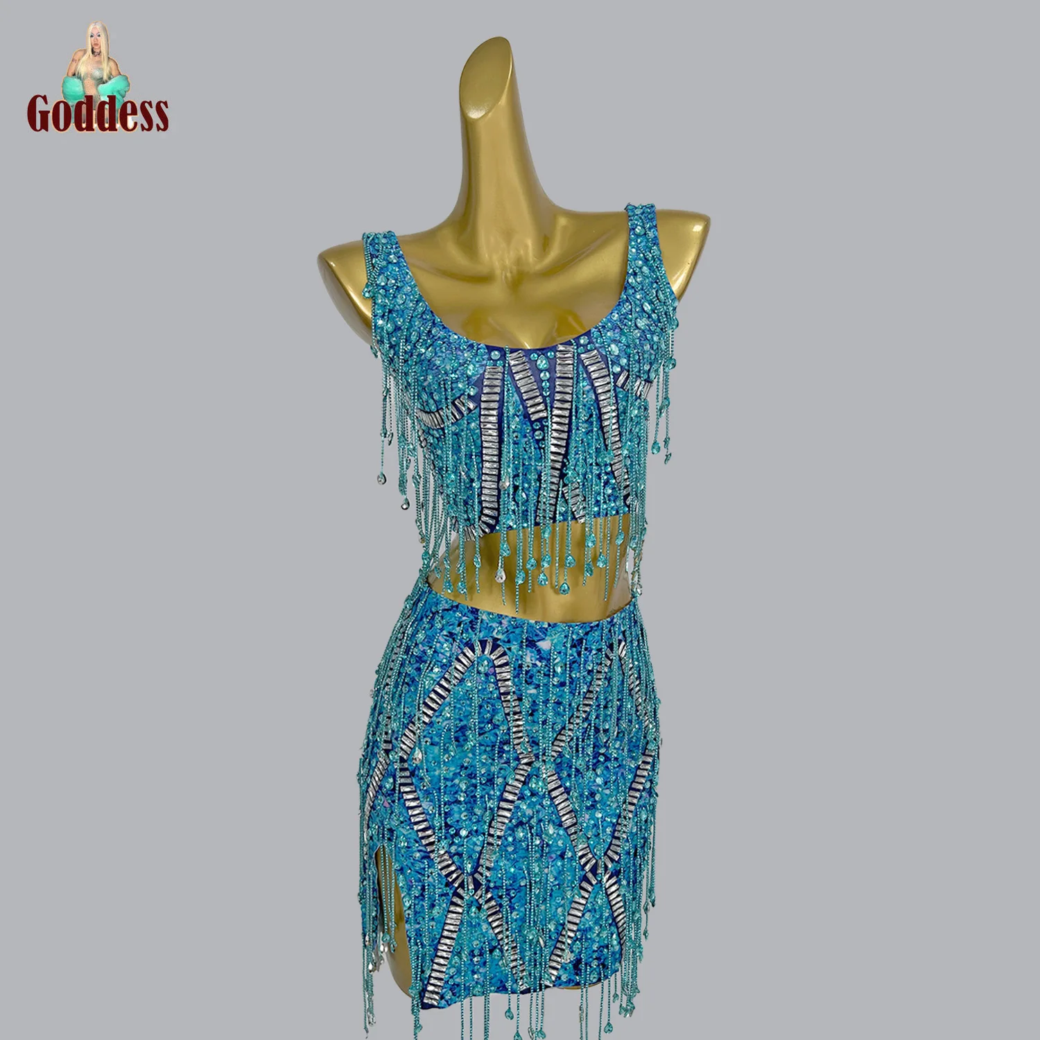 Новое модное женское боди с бахромой танцевальная труппа Короткие топы мини-юбка