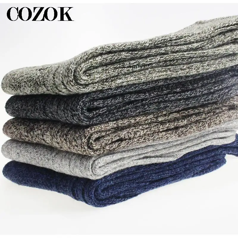 5 Pairs Mens Socks With Wool Twist Double Needle Socks Line To Increase Men Socks Long Thick Warm Winter Sock Calcetines Hombre