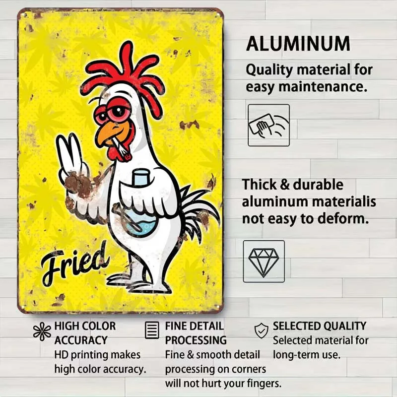 Жареный Забавный куриный Ржавый металлический знак металлическая настенная