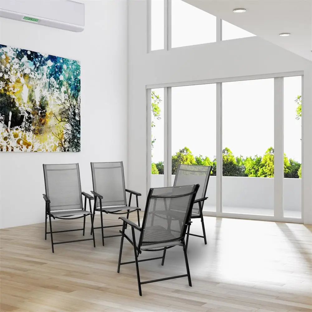 

4pcs Patio Folding Chair Outdoor Portable Dining Chairs With Armrest For Camping Beach Garden Pool Backyard Deck