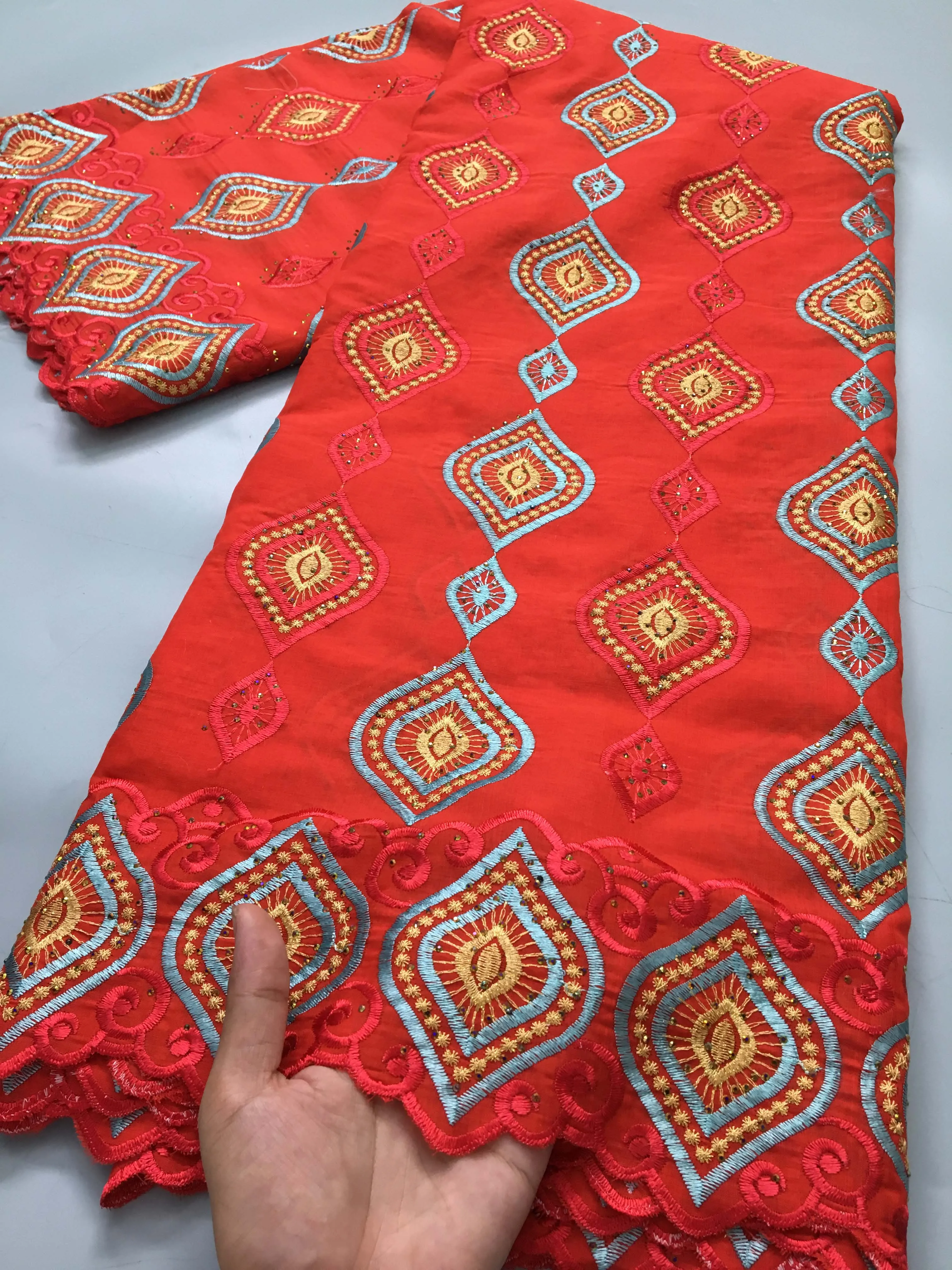 Женская ткань нигерийская Высококачественная африканская вышитая с камнями