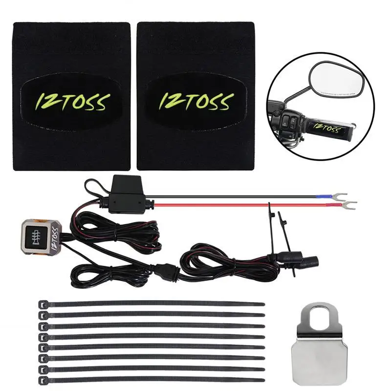 

Motorcycle 12V Electric Hot Heated Grips Set Waterproof Handle Handlebar Warmer Overgrips Removable with Temperature Controller