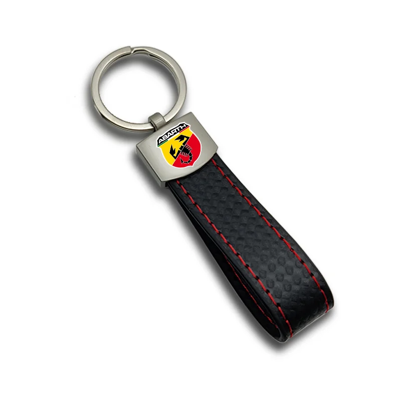 

JKHNN Leather Car Keychain Chain With Logo Key Rings For Fiat Abarth 124 695 XSR 595 Competizione Tuziomo Pista Auto Accessories