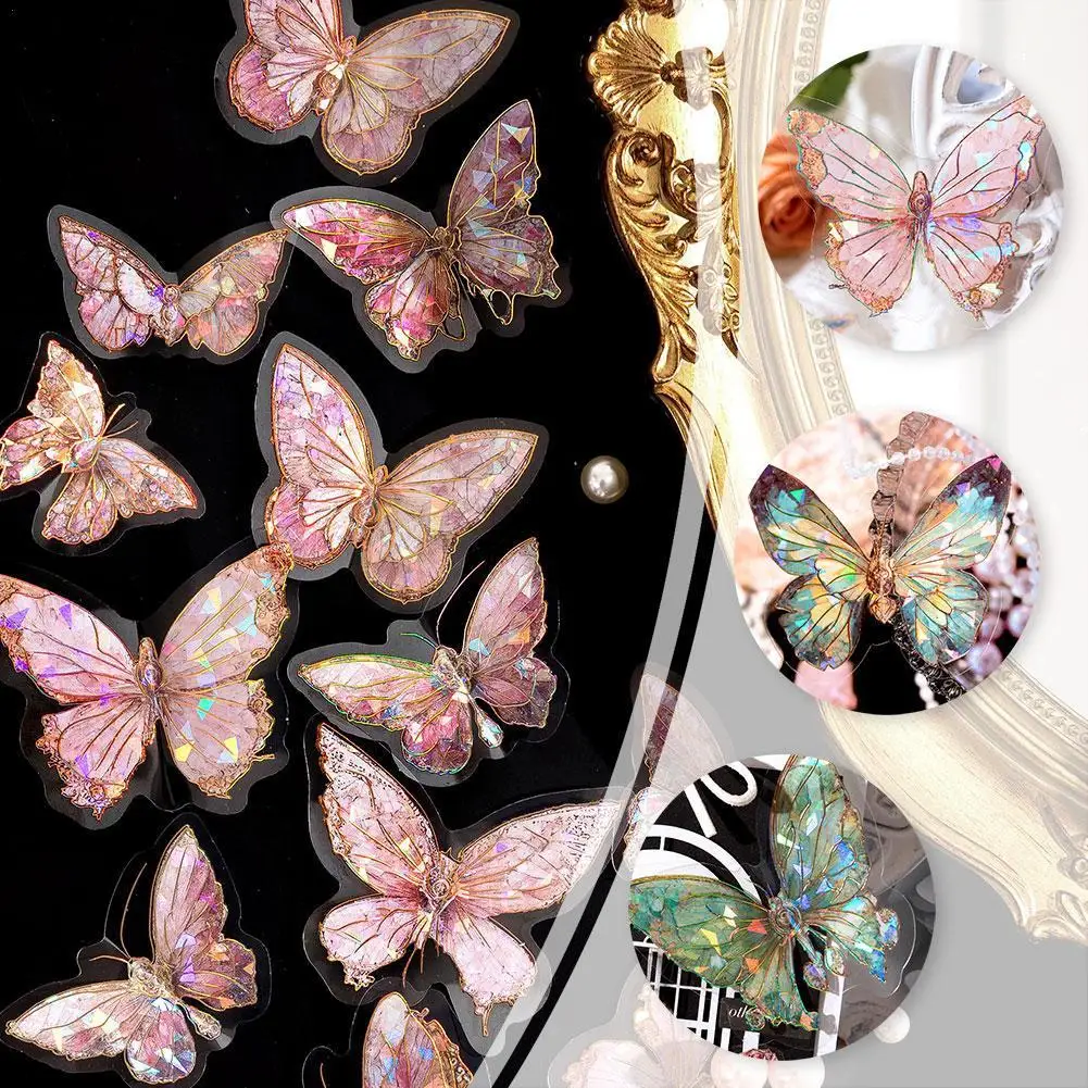 

20 Stickers Vintage 3D Colored Butterfly Stickers DIY PET Decor Collage Sticker Album Journal Supplies Diary Scrapbooking J4C2