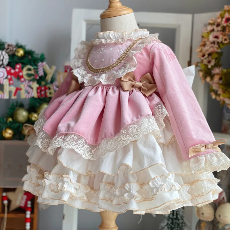 Champagne Girl Dress Baptismal dress for infant Lace elegant Flower Girls Wedding Dresses tutu princess Party girl | Детская одежда и