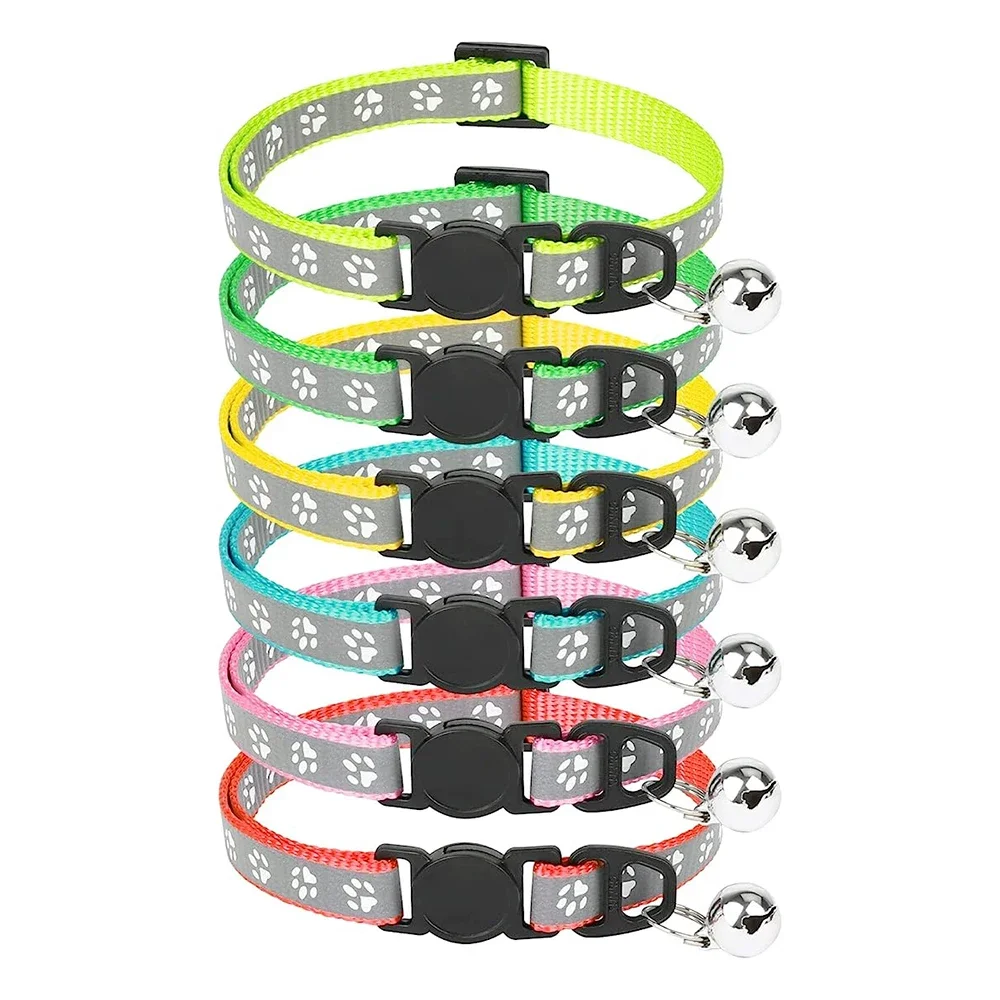 Светоотражающий ошейник для домашних животных с колокольчиком мультяшный след