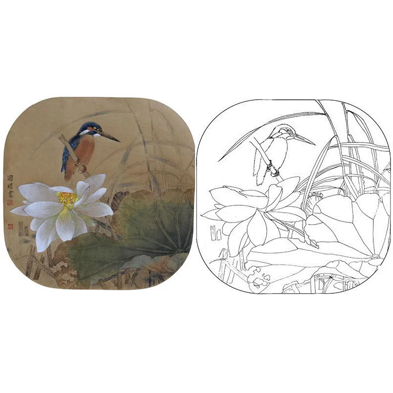 

Chinese Painting Flowers Birds Practice Copying Line Draft Line Drawing Manuscript HD Meticulous Painting Paper Coloring Picture