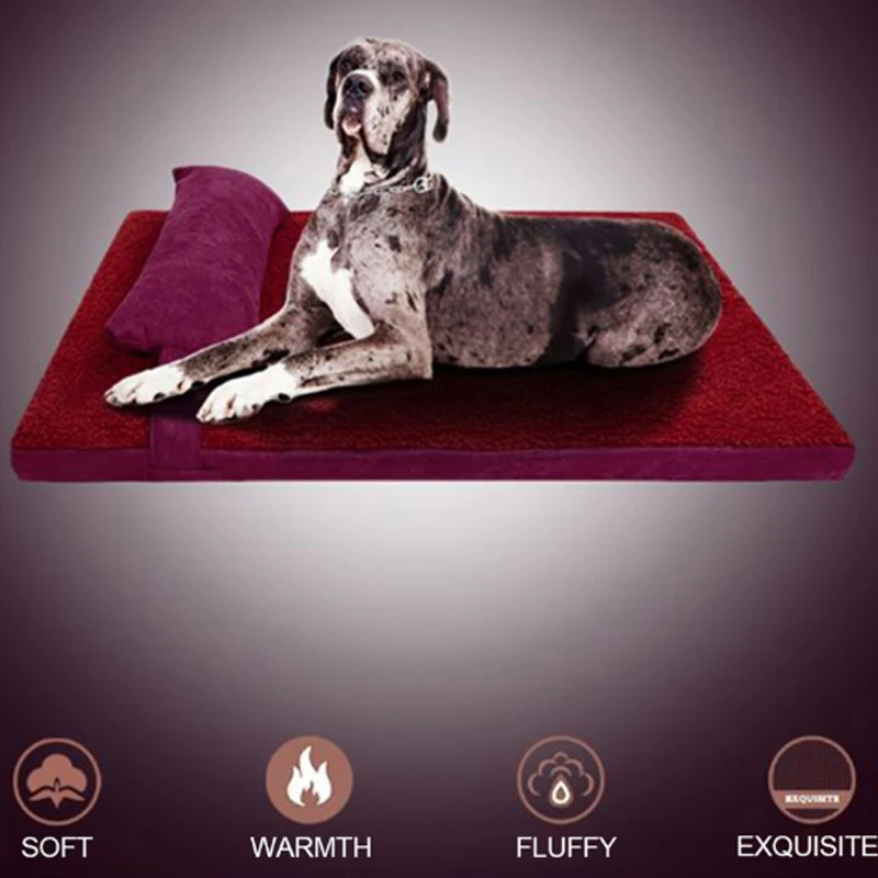 

Однотонная кровать для питомца с подушкой, удобная кровать для собаки, мягкая подстилка для собаки, кровать для кошки, зимняя теплая подстил...