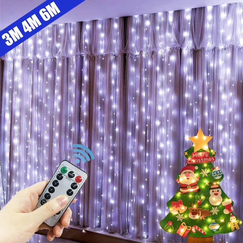 

3M/4M/6M Christmas Holiday LED Decoration Lights Fairy Bedroom String Garland Remote Lighting Curtain Lights With Remote Control