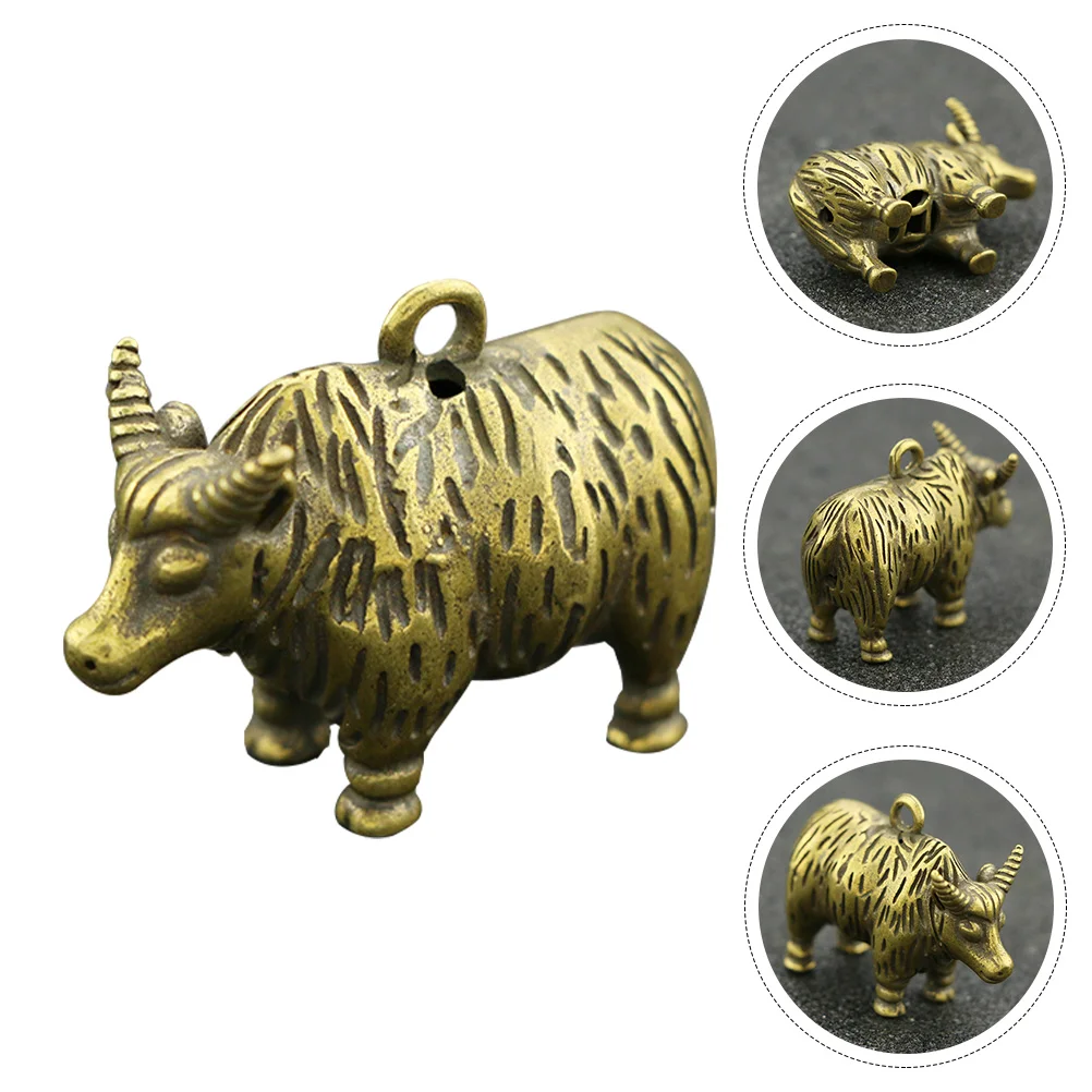 

Zodiac Cow Brass Pendant Keychain Ox Statuebull Animal Car Gift Housewarming Figurine Money Chinese Figure Dashboard Lucky