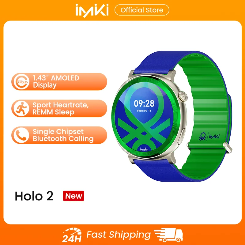 Фото Умные часы IMIKI Colorful Dopamine с 1,43-дюймовым AMOLED HD-дисплеем, 24-часовым мониторингом здоровья и спортивными функциями для мужчин и женщин. №1