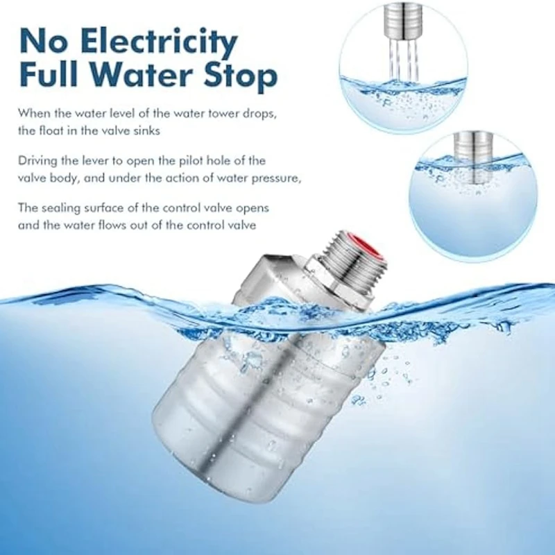 Поплавковый клапан от 1/2 до 3/4 дюйма для воды с автоматическим отключением