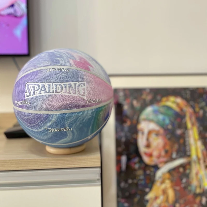 Spalding Tie Dye Printing Basketball PU Wear Resistance Indoor Outdoor Basketball Ball Size 7 For Girl