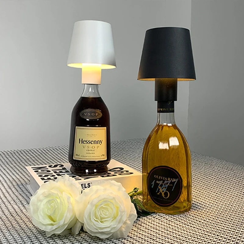 

Creative DIY Bottle Lamp Head USB Rechargeable Led Desk Lamp Bar Restaurant Bathroom Holiday Decorative Pendant Night Light
