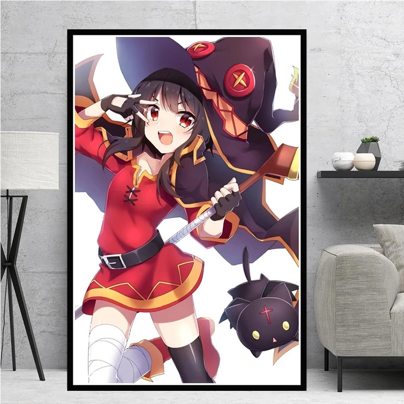 Постеры для печати KonoSuba MEGUMIN Cute Girl японский аниме подарок чернильная Картина на