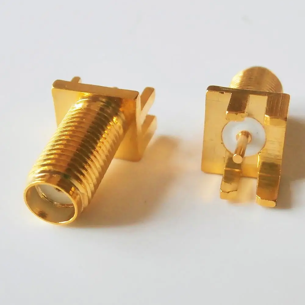 

10X Pcs High-quality RF Connector Socket SMA Female Askew jack Center Solder PCB clip edge mount Lengthen 11mm Brass Coaxial