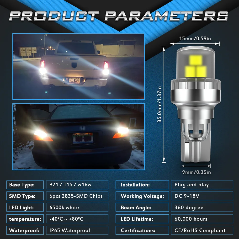 2 шт. светодиодные лампы T15 W16W T16 для Mitsubishi Outlander ASX Lancer