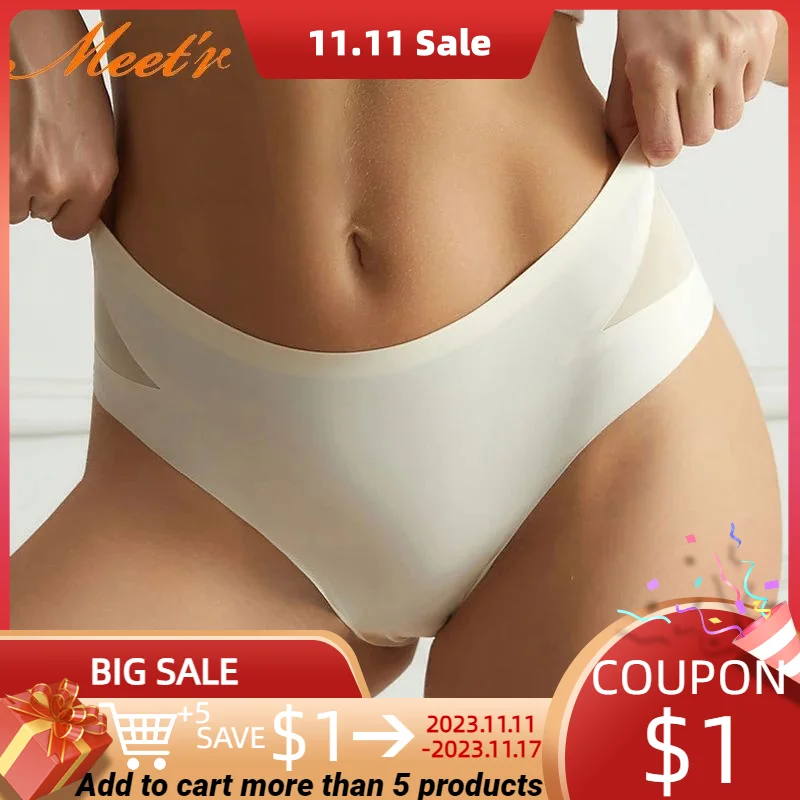 

Meet'r Sexy Women Brief Breathable High Elasticity Underwear Lady Low-waist G String Traceless Comfortable One Piece Lingerie