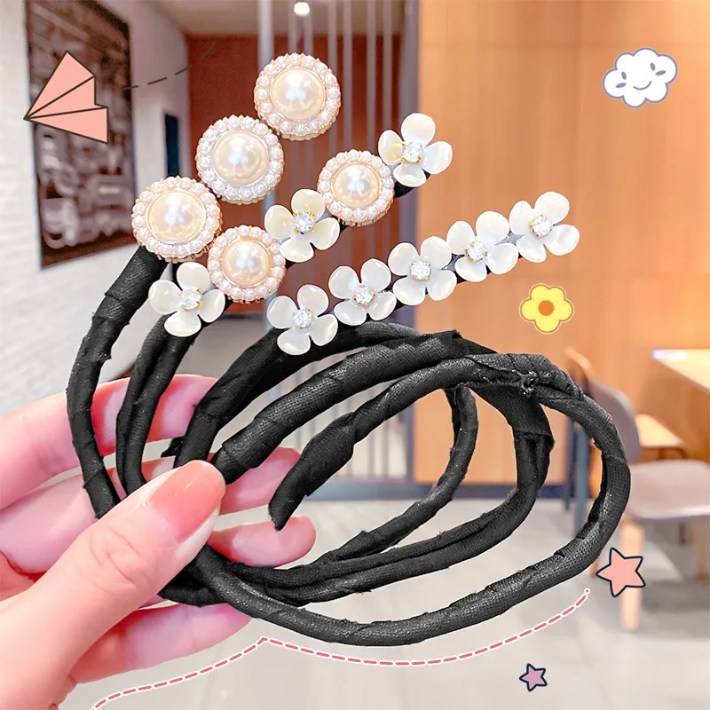 

Элегантная Модная заколка для волос с цветами и жемчугом, заколка для пучка, повязка на голову, аксессуары для ленивых волос, Женская причес...