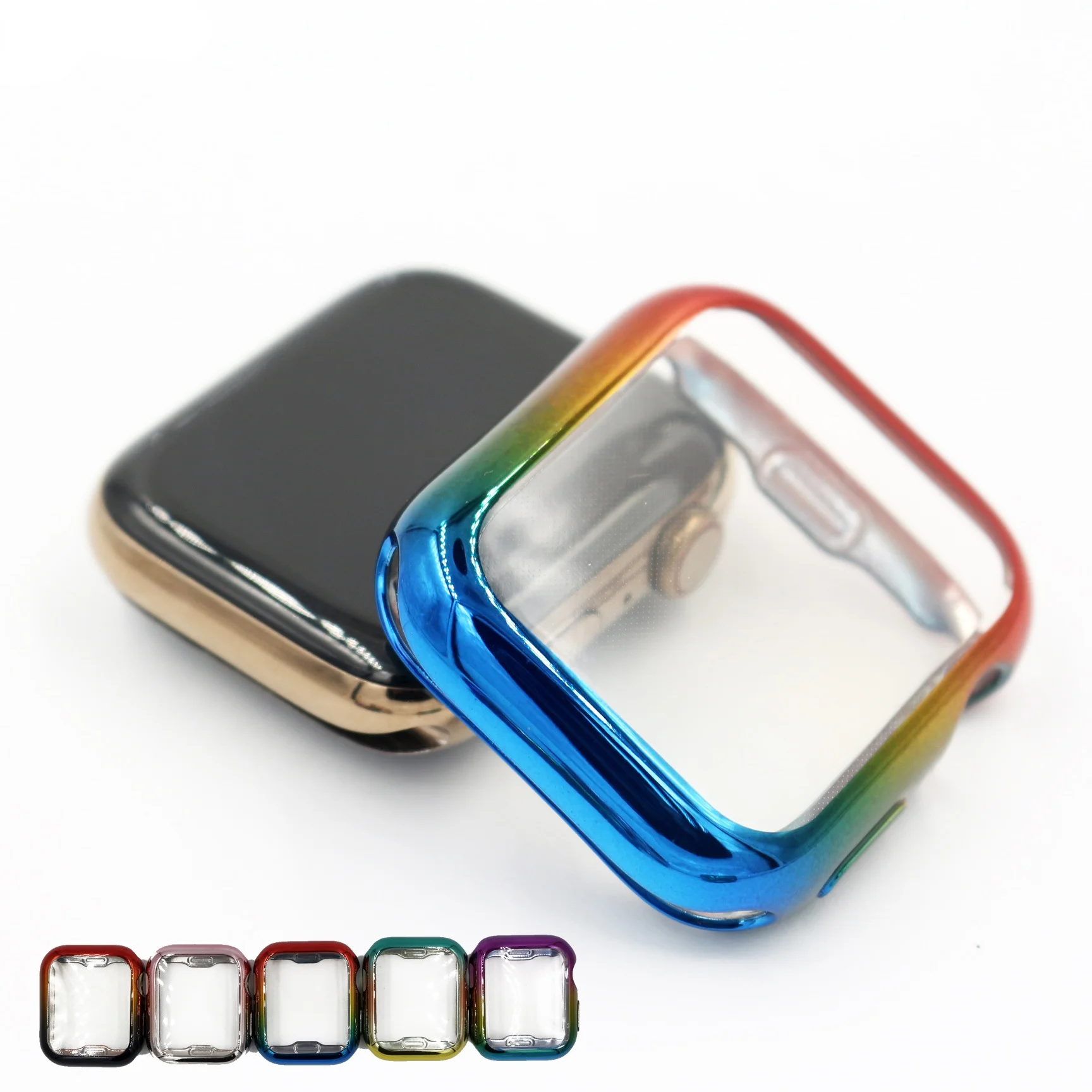 

Чехол для Apple Watch series 5 4 3 2, Мягкий бампер из ТПУ с передней пленкой для iWatch, защита экрана с градиентом